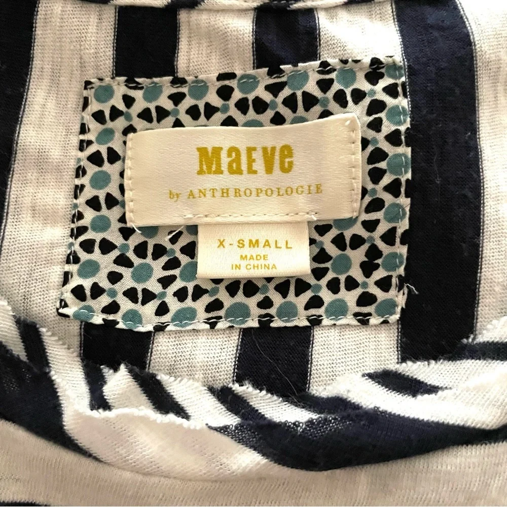 Maeve Anthropologie Women’s Black and White Striped Long Sleeve Shirt Size XS